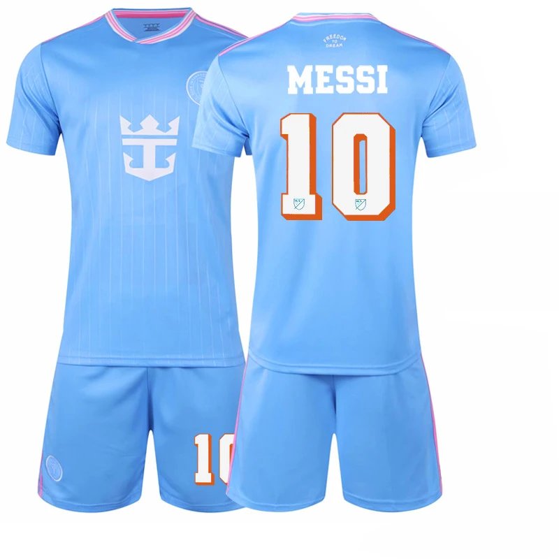 Inter Miami blue football jersey in retro sports style - Image 12