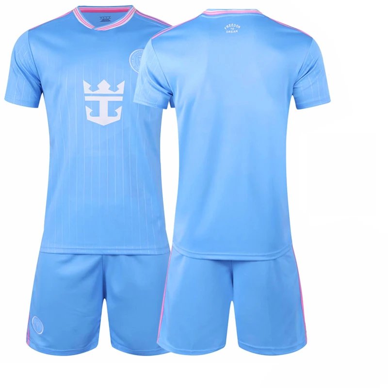 Inter Miami blue football jersey in retro sports style - Image 13