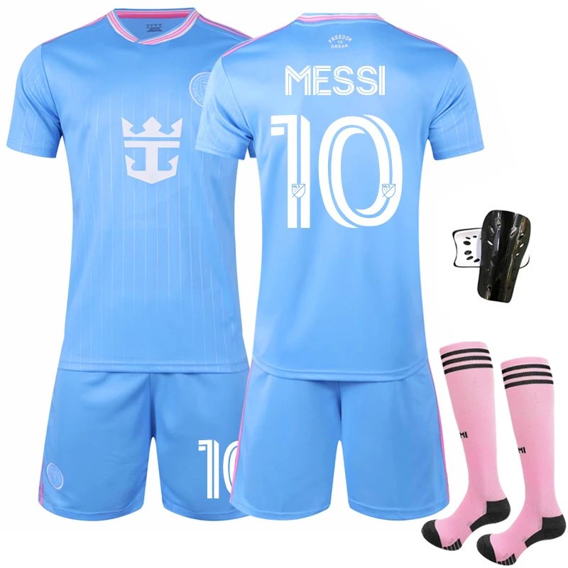 Inter Miami blue football jersey in retro sports style - Image 4