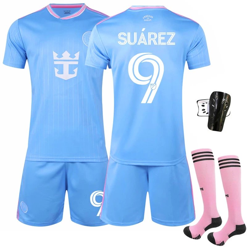 Inter Miami blue football jersey in retro sports style - Image 5