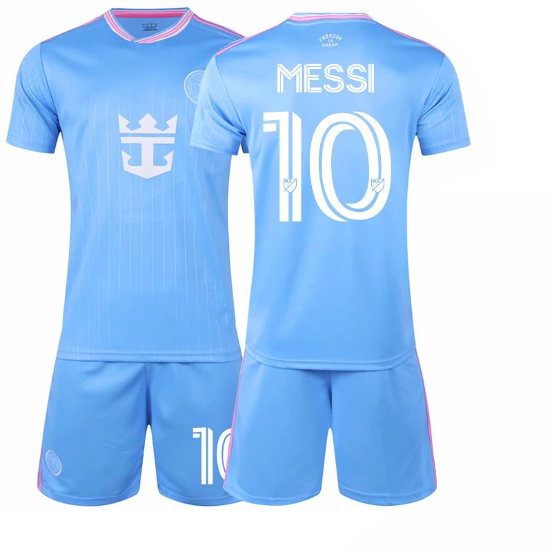 Inter Miami blue football jersey in retro sports style - Image 6