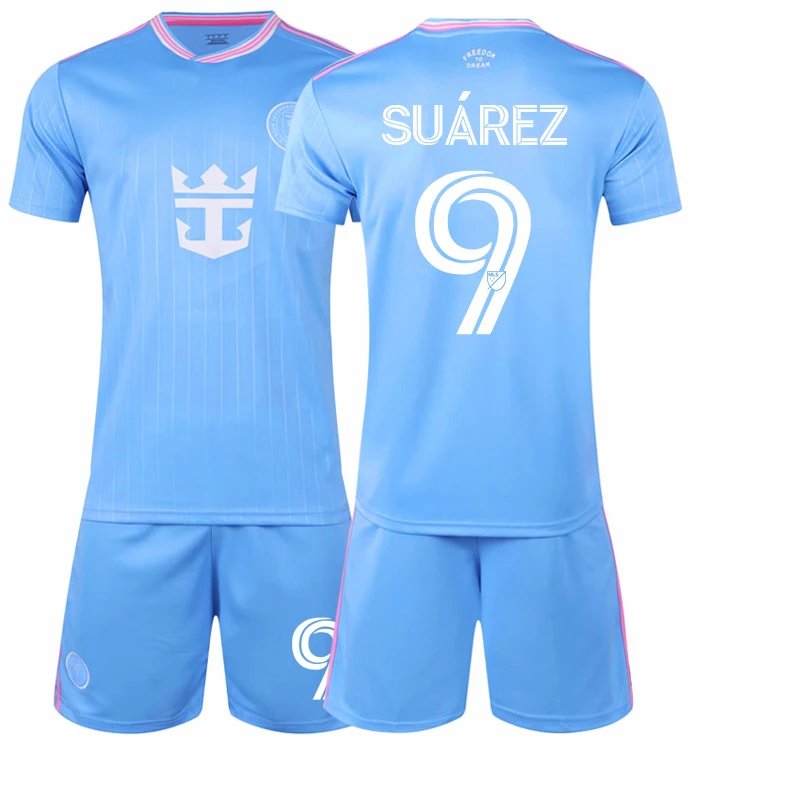 Inter Miami blue football jersey in retro sports style - Image 7