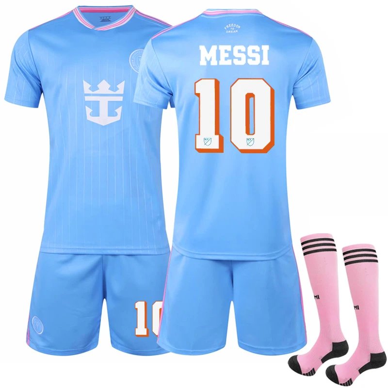 Inter Miami blue football jersey in retro sports style - Image 8