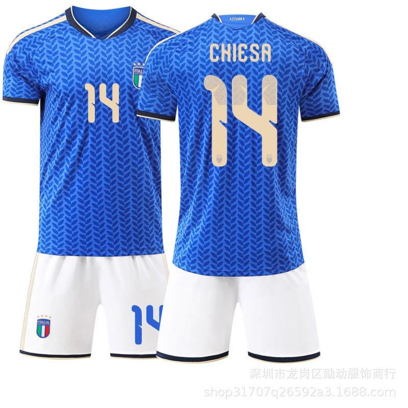 Italy blue football jersey in retro sports style - Image 11