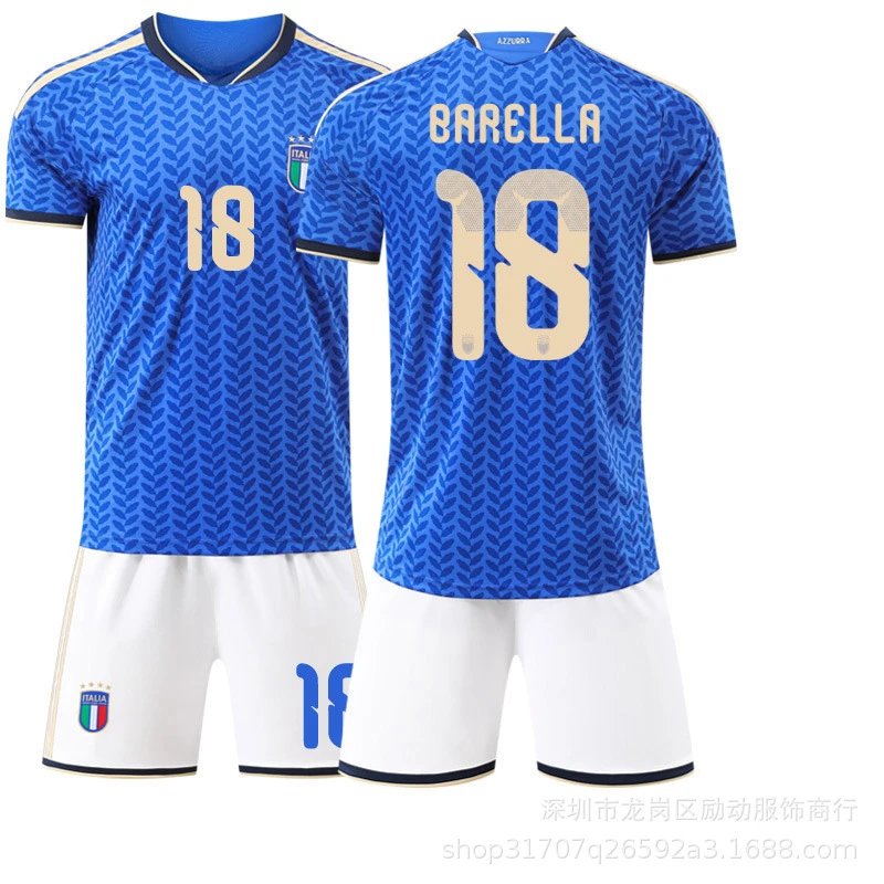 Italy blue football jersey in retro sports style - Image 12