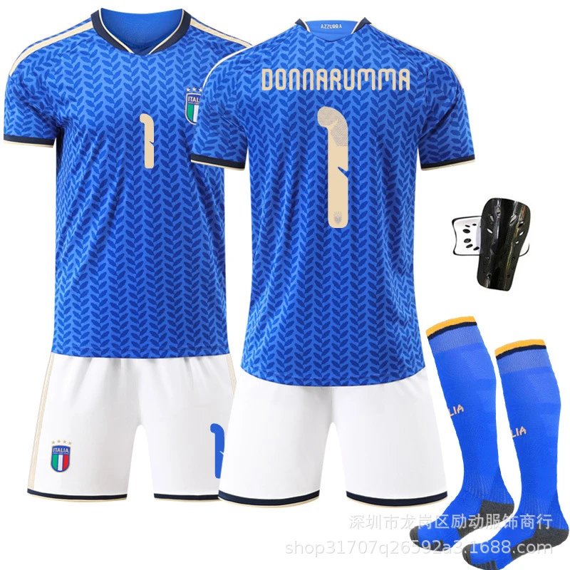Italy blue football jersey in retro sports style - Image 6