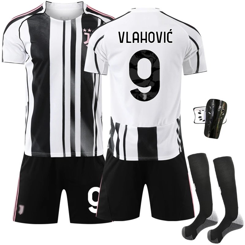 Juventus black football jersey in retro sports style - Image 8
