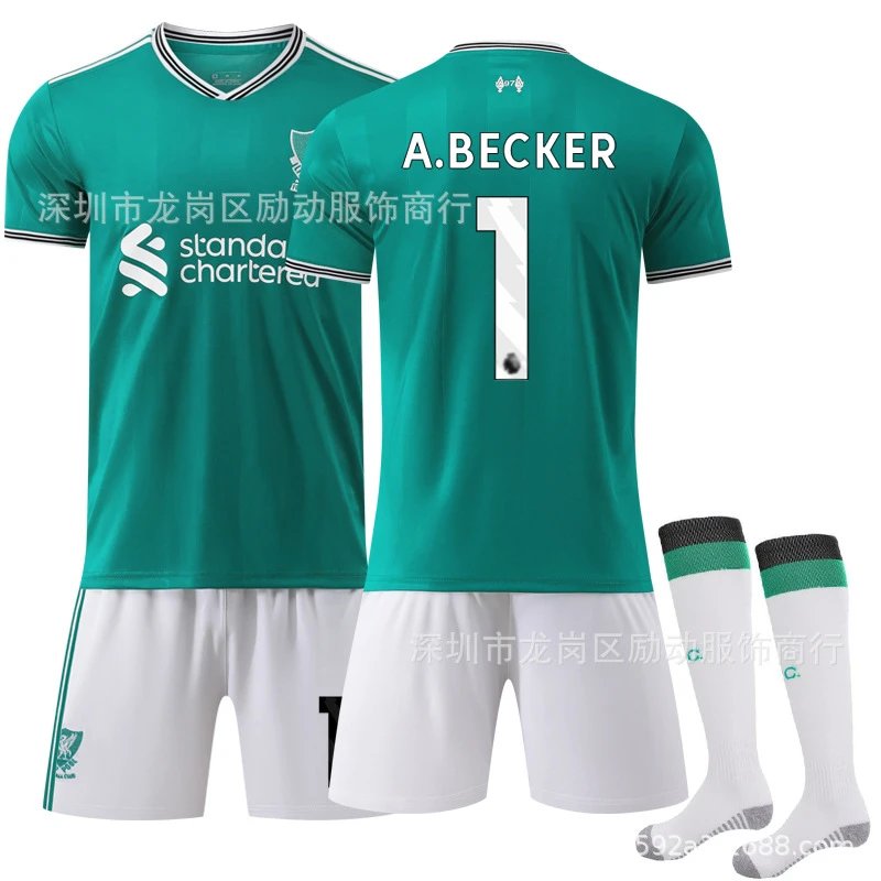 Liverpool green football jersey in retro sports style - Image 2