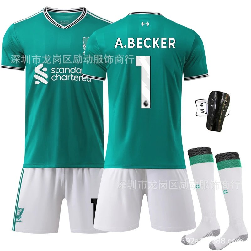 Liverpool green football jersey in retro sports style - Image 11