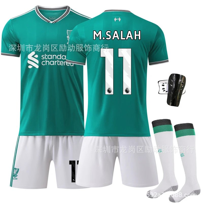 Liverpool green football jersey in retro sports style - Image 17