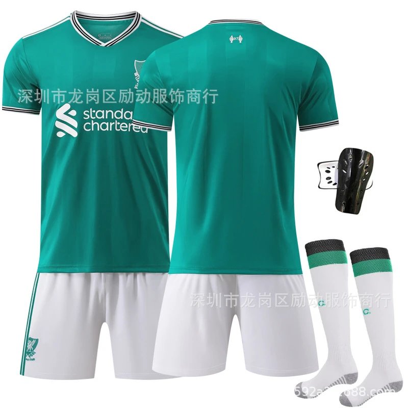 Liverpool green football jersey in retro sports style - Image 19