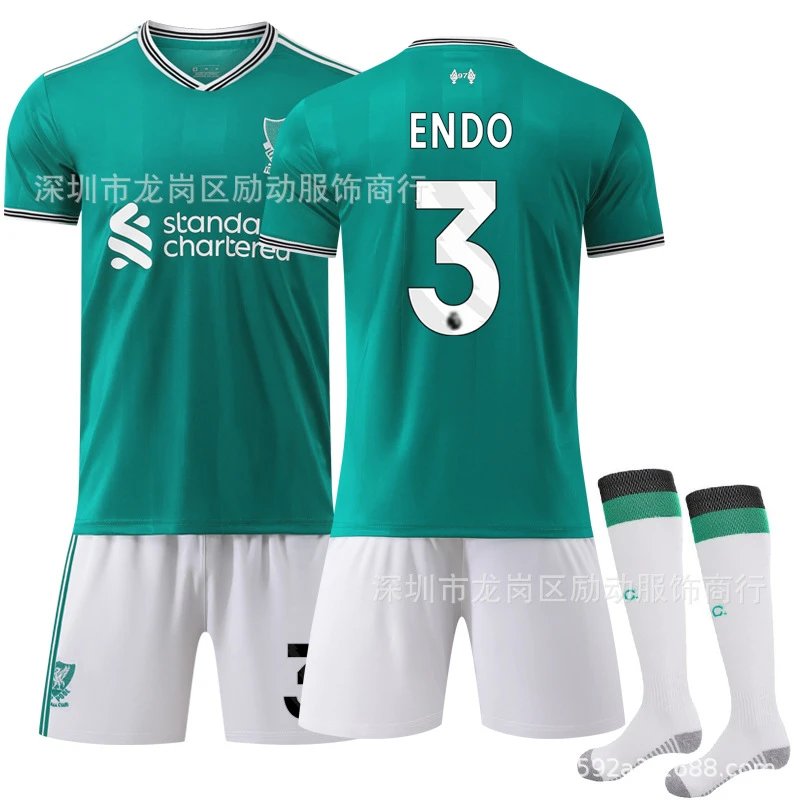 Liverpool green football jersey in retro sports style - Image 3