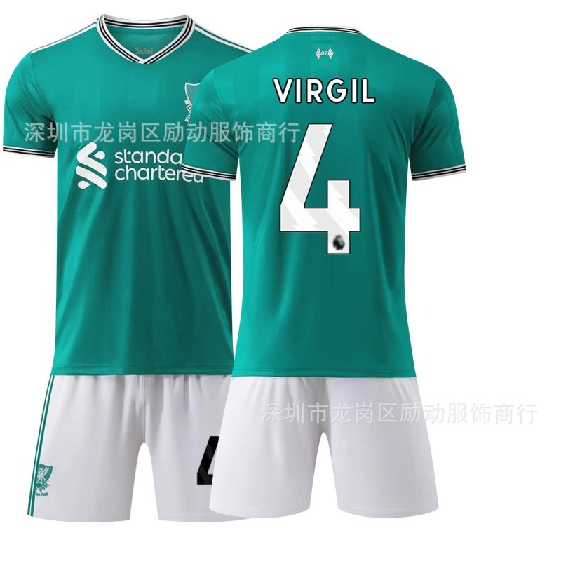 Liverpool green football jersey in retro sports style - Image 22