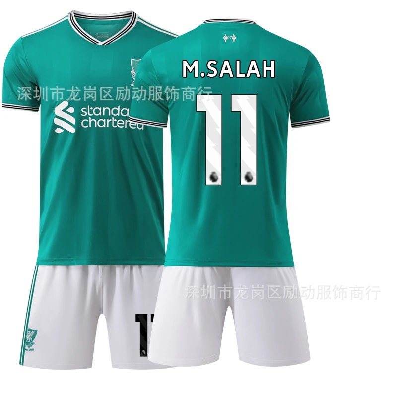 Liverpool green football jersey in retro sports style - Image 26