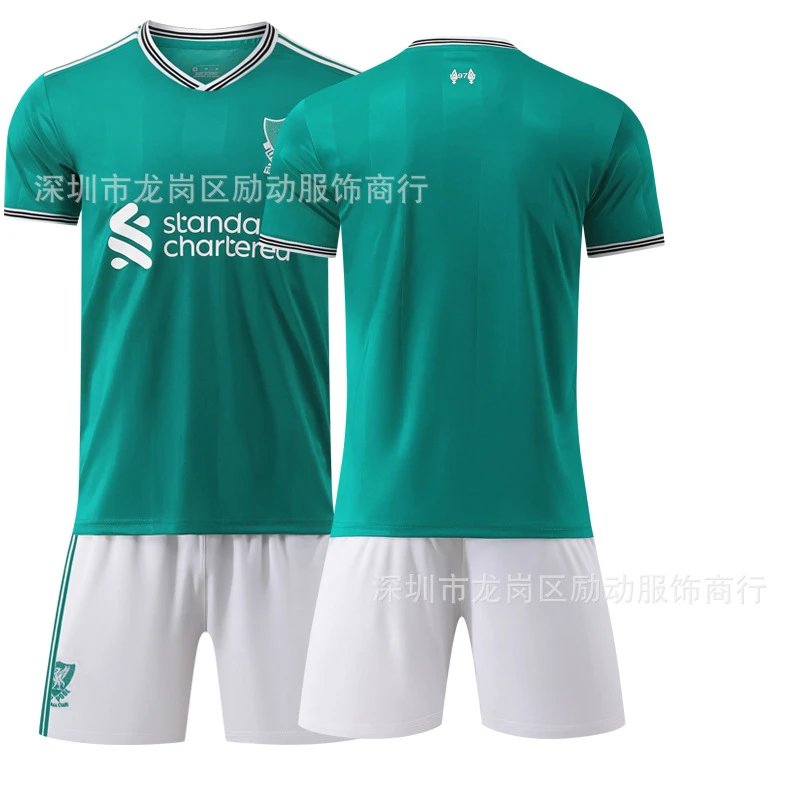 Liverpool green football jersey in retro sports style - Image 28