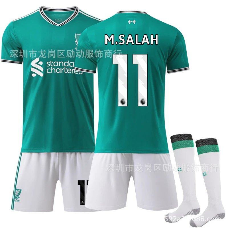 Liverpool green football jersey in retro sports style - Image 8