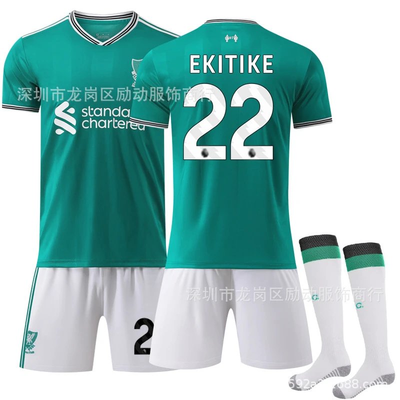 Liverpool green football jersey in retro sports style - Image 9