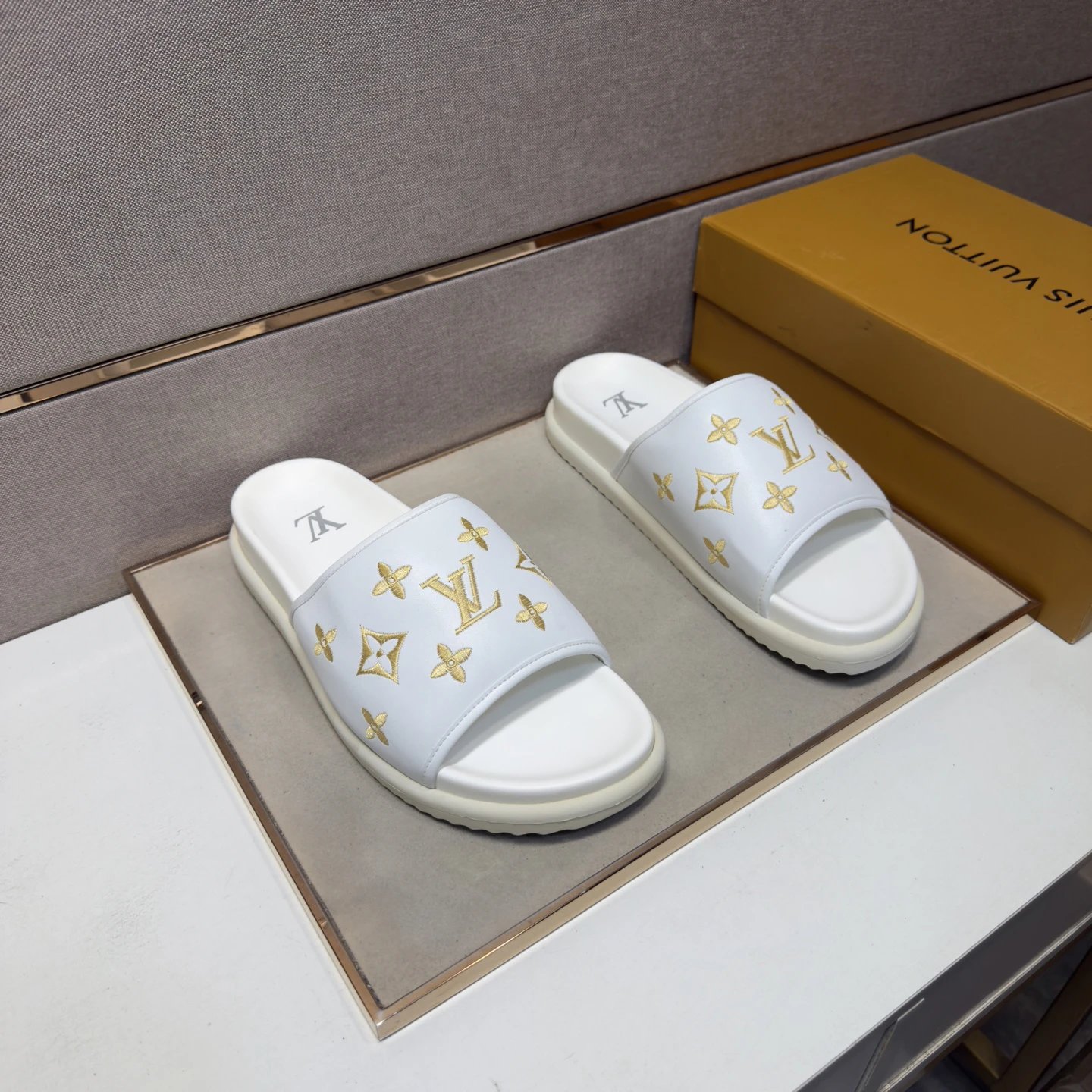 Louis Vuitton slides white