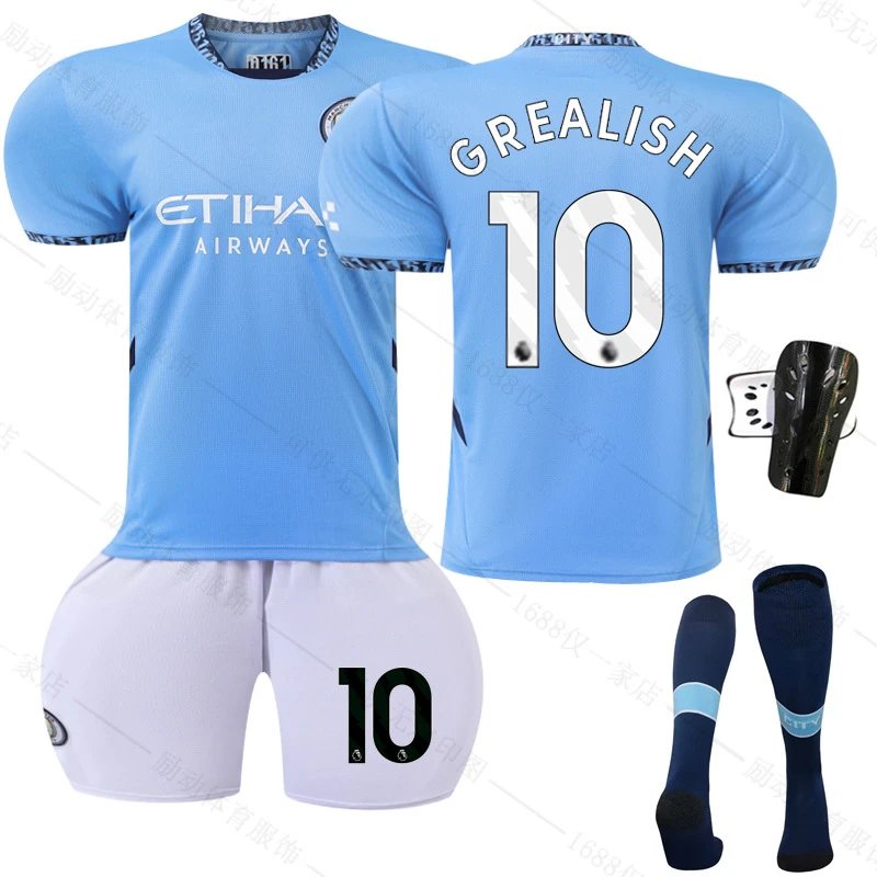 Manchester City blue football jersey in retro sports style - Image 13