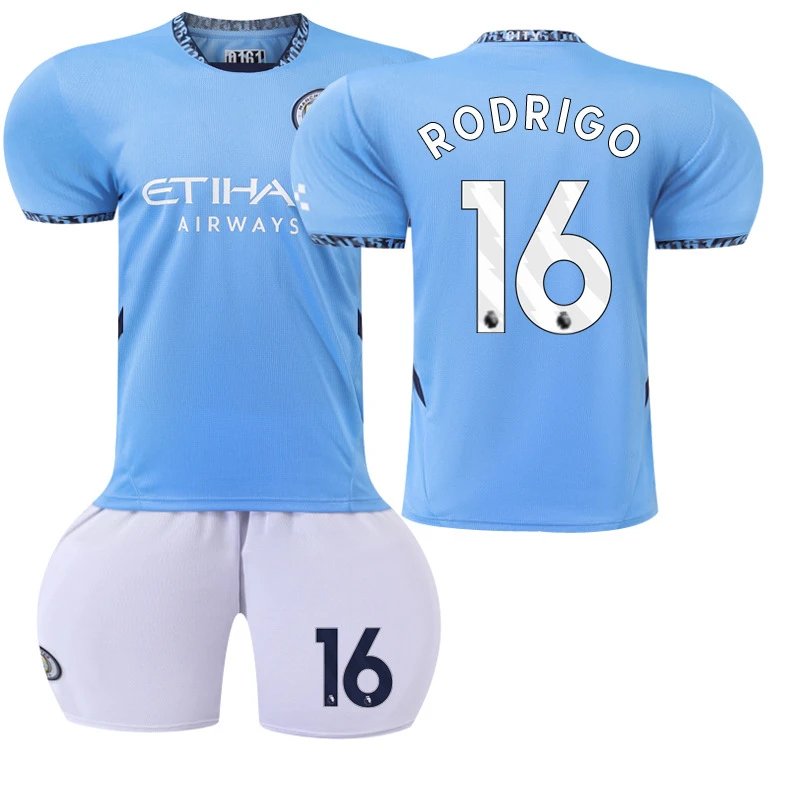 Manchester City blue football jersey in retro sports style - Image 22
