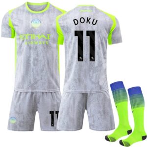 Manchester City football jersey gray and green