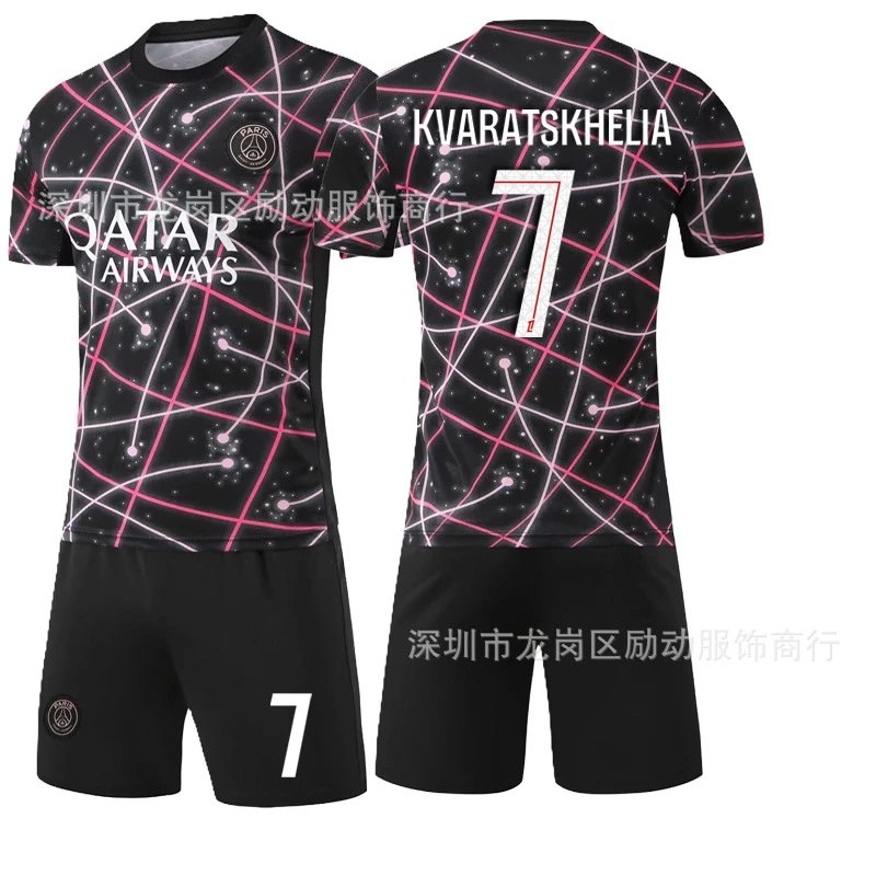 Paris Saint-Germain black football jersey in retro sports style - Image 19