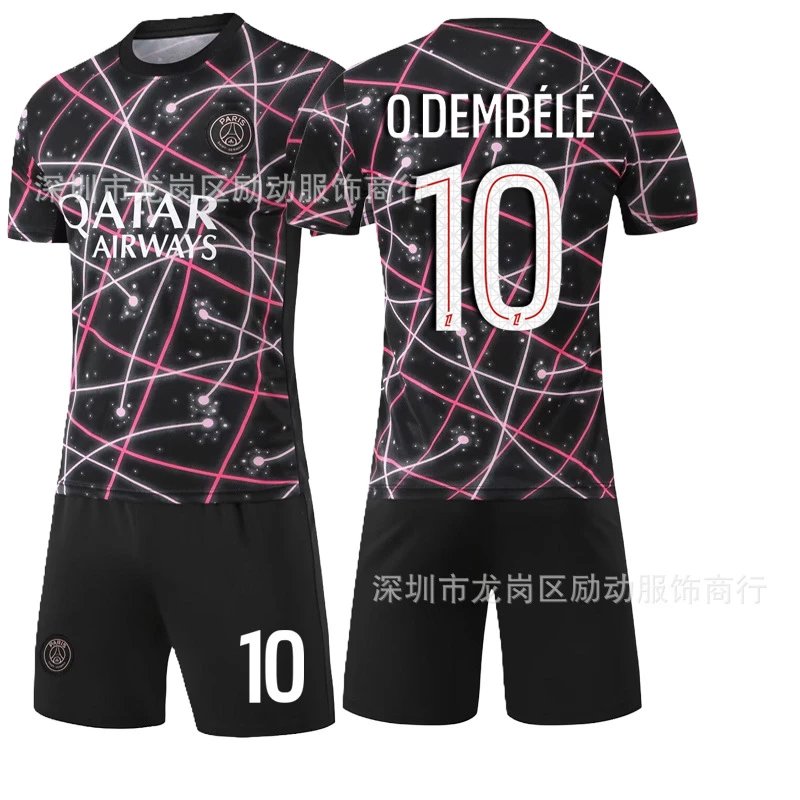 Paris Saint-Germain black football jersey in retro sports style - Image 20