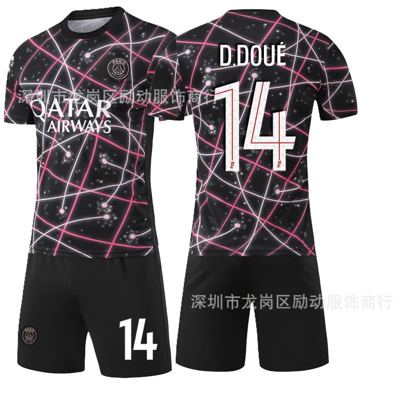 Paris Saint-Germain black football jersey in retro sports style - Image 21