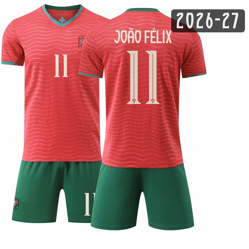 Portugal red football jersey in retro sports style - Image 17