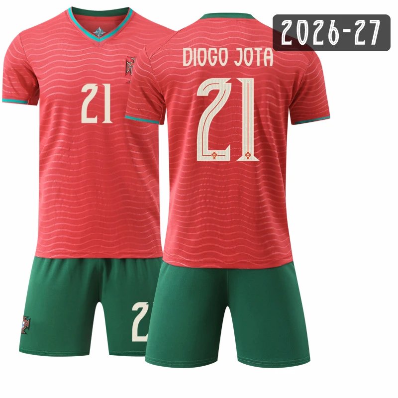 Portugal red football jersey in retro sports style - Image 18