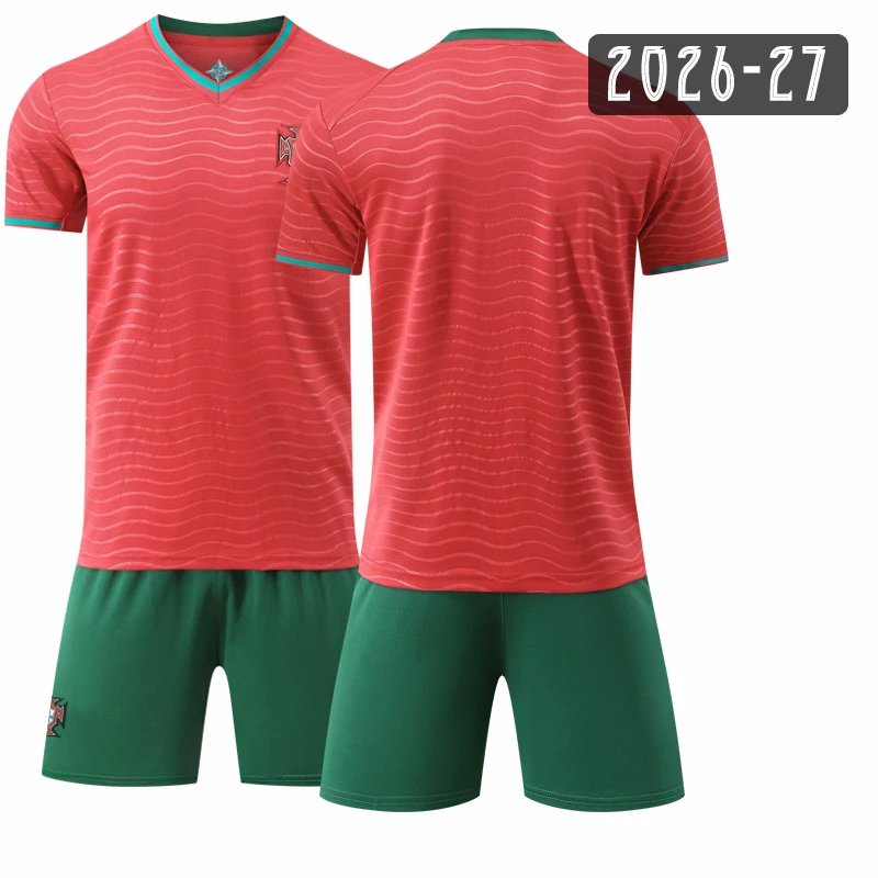 Portugal red football jersey in retro sports style - Image 19