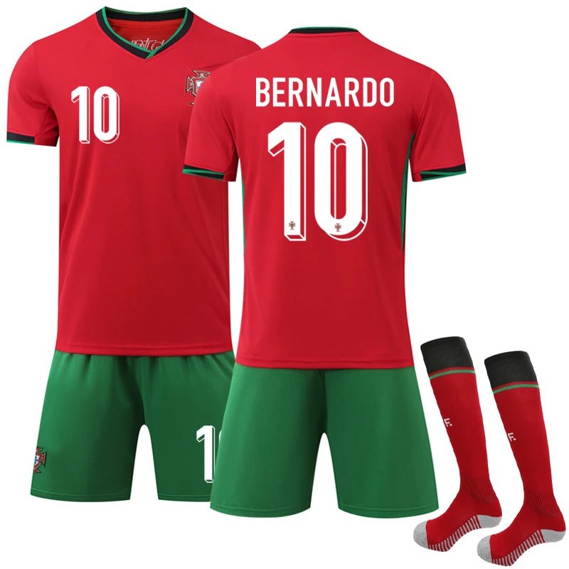 Portugal red football jersey in retro sports style - Image 5