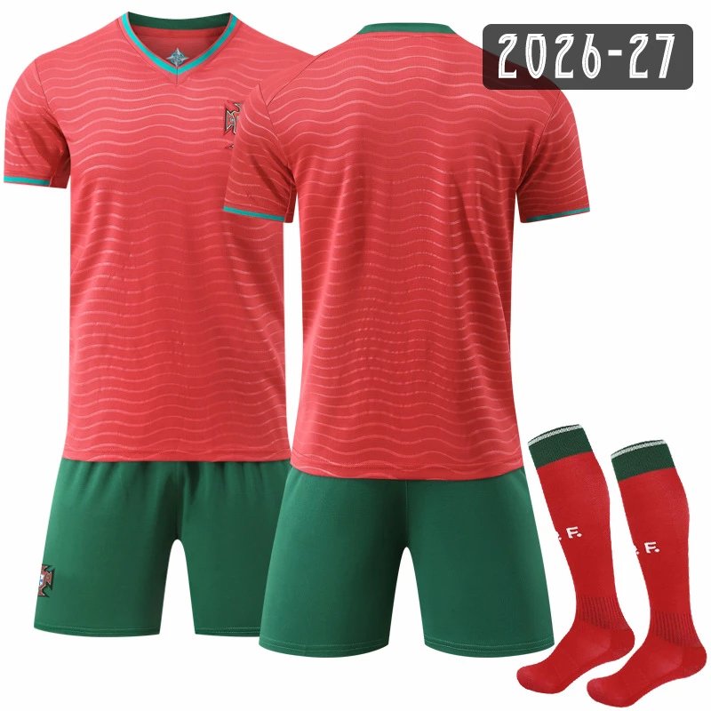Portugal red football jersey in retro sports style - Image 7