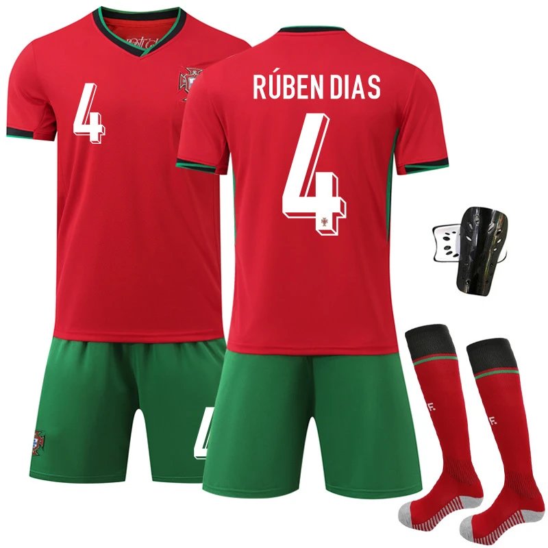 Portugal red football jersey in retro sports style - Image 8