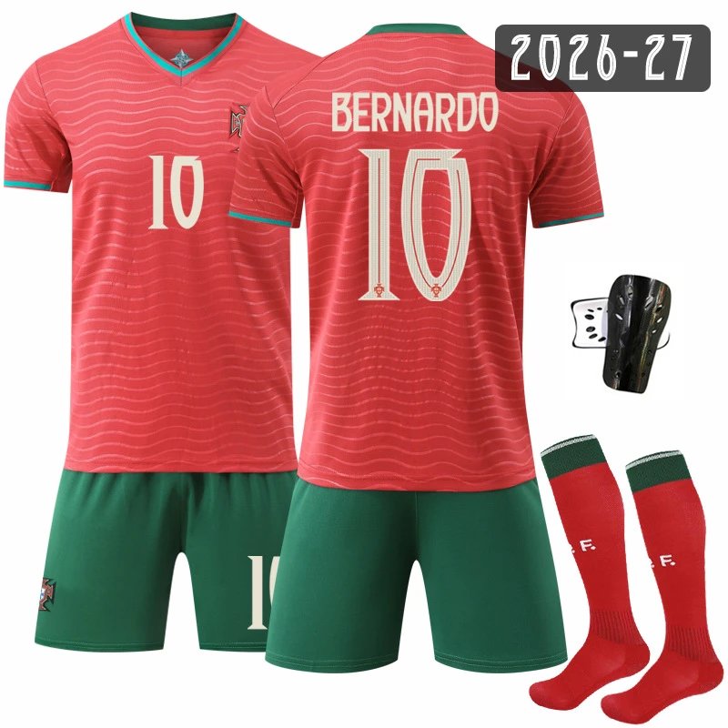 Portugal red football jersey in retro sports style - Image 10