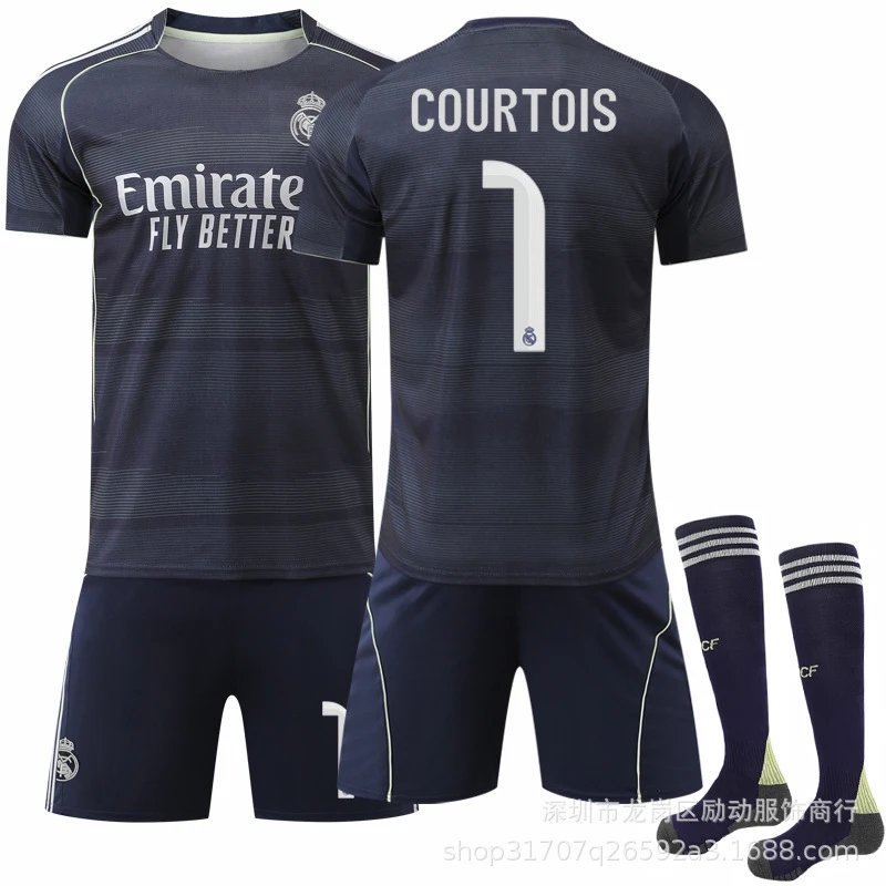 Real Madrid black football jersey in retro sports style - Image 2