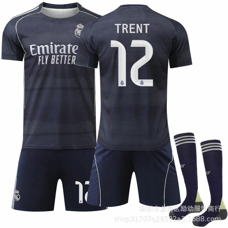 Real Madrid black football jersey in retro sports style - Image 11