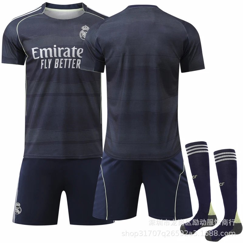 Real Madrid black football jersey in retro sports style - Image 12