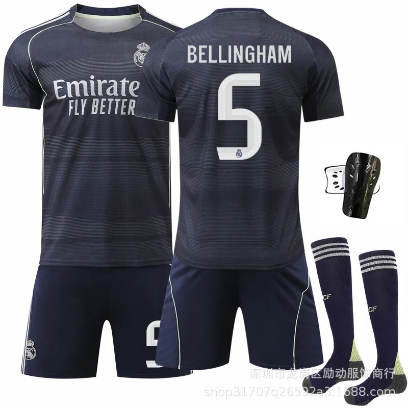 Real Madrid black football jersey in retro sports style - Image 13