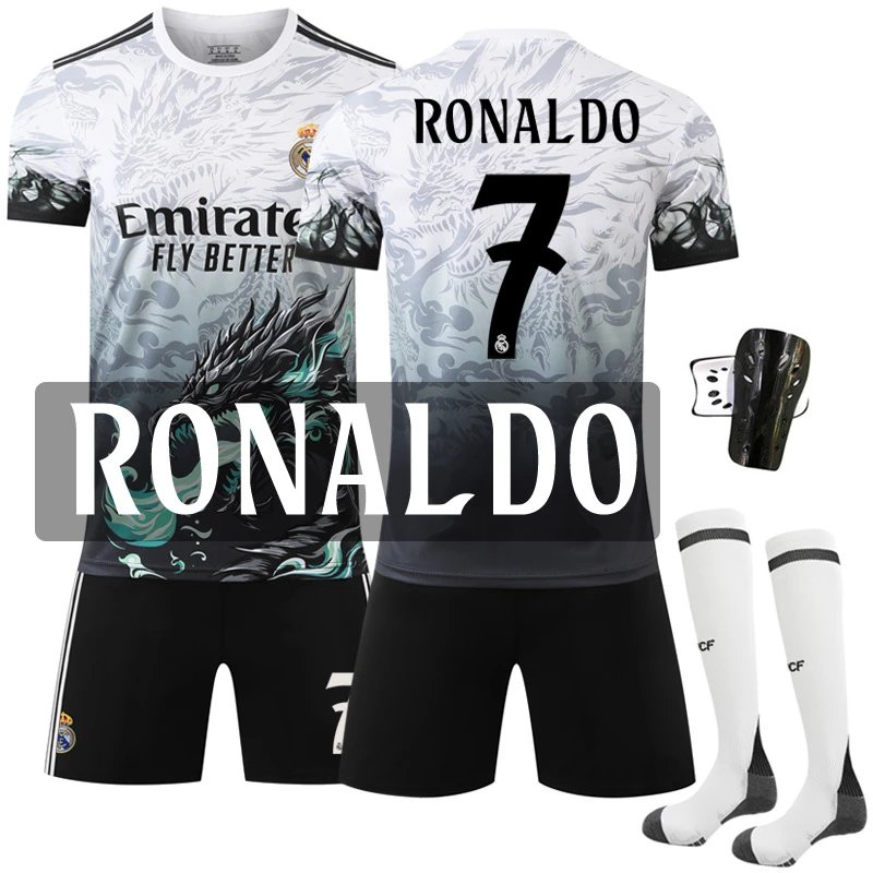 Real Madrid black football jersey in retro sports style - Image 14