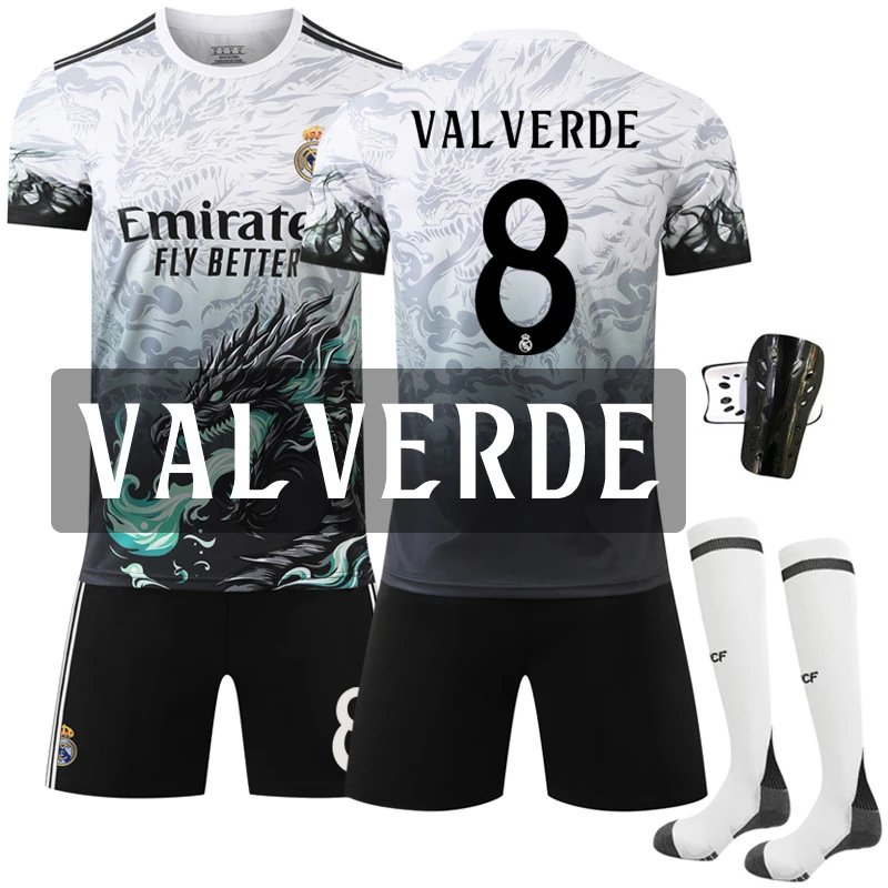 Real Madrid black football jersey in retro sports style - Image 15