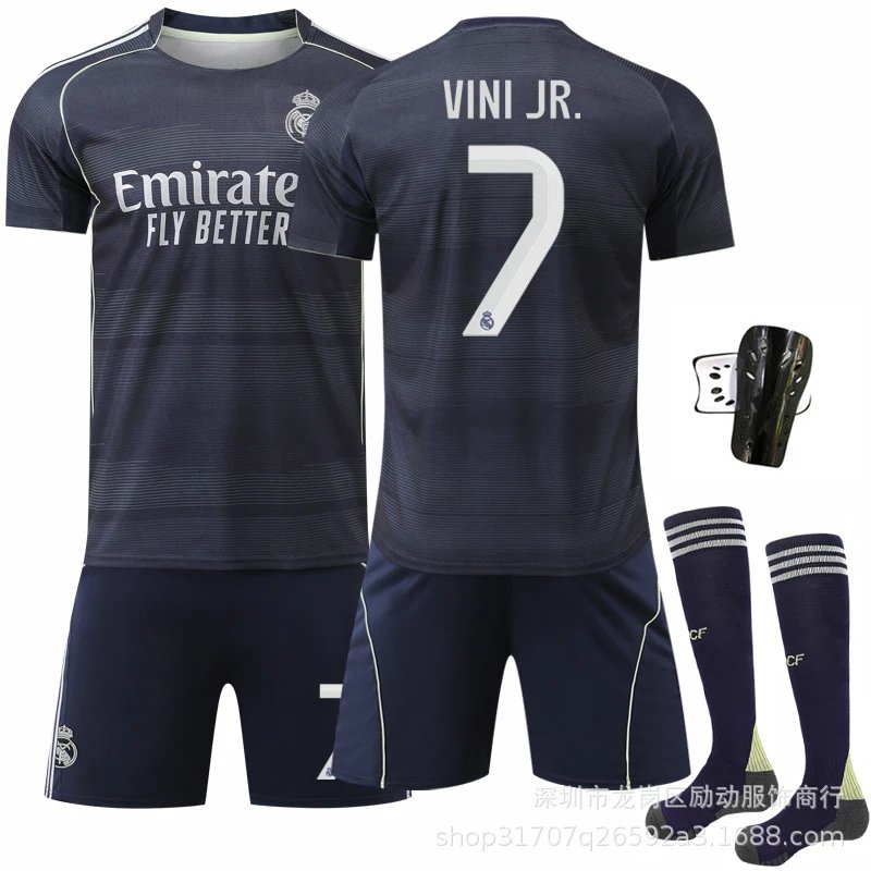 Real Madrid black football jersey in retro sports style - Image 15