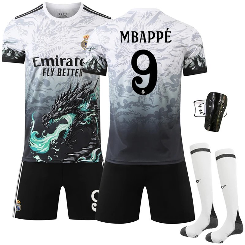 Real Madrid black football jersey in retro sports style - Image 16