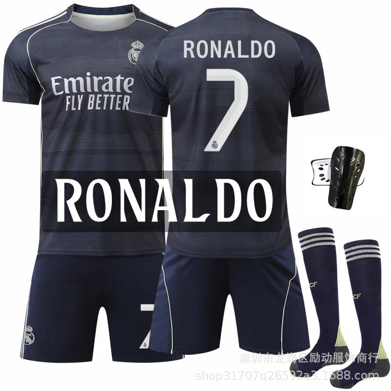 Real Madrid black football jersey in retro sports style - Image 16