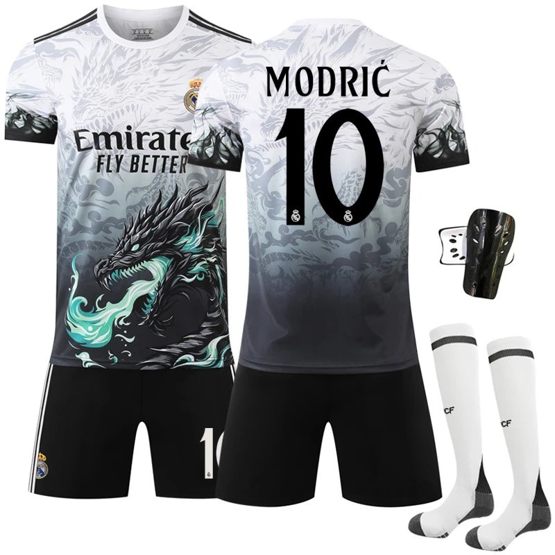 Real Madrid black football jersey in retro sports style - Image 17