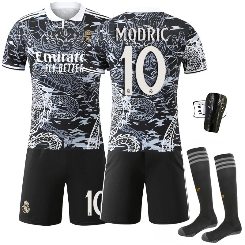 Real Madrid black football jersey in retro sports style - Image 18