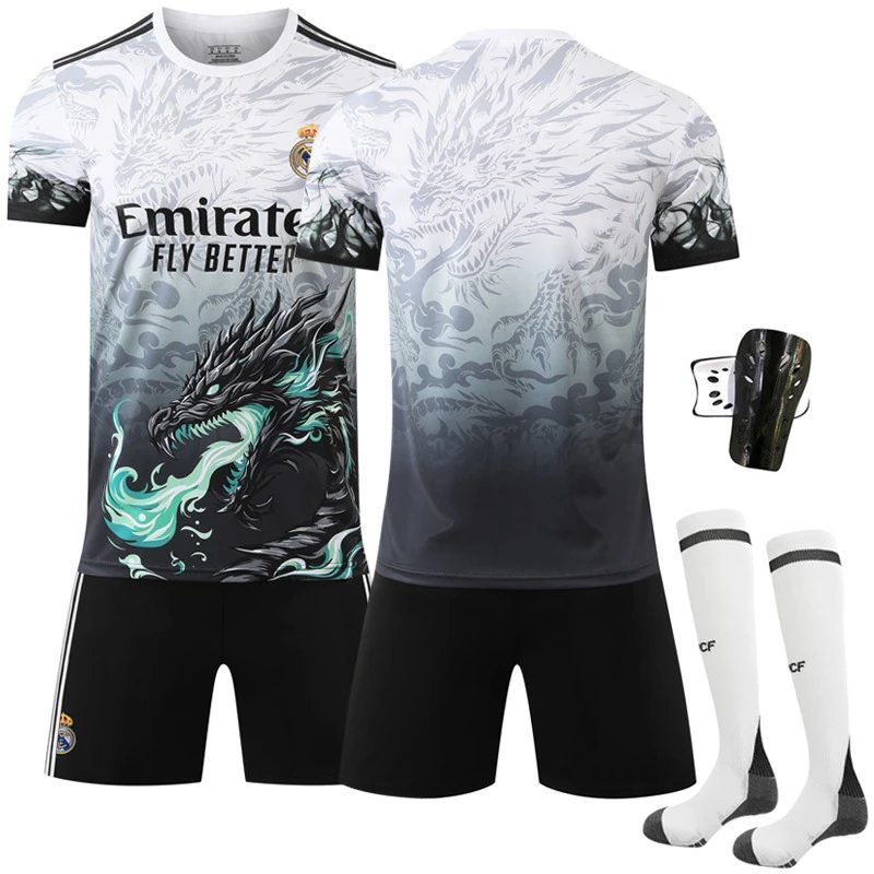 Real Madrid black football jersey in retro sports style - Image 19