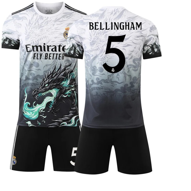 Real Madrid black football jersey in retro sports style - Image 20