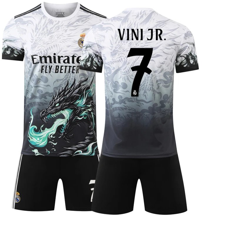 Real Madrid black football jersey in retro sports style - Image 22