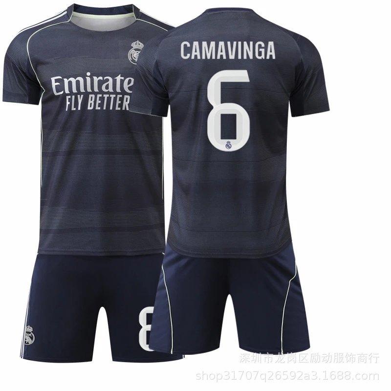 Real Madrid black football jersey in retro sports style - Image 22